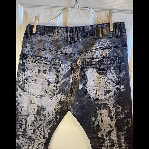 Krome New York acid washed moto destroyed jeans sz 36X32 - Picture 3 of 8
